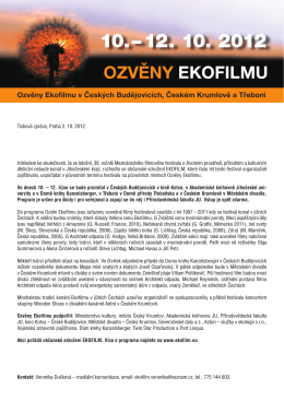 Tisková zpráva - Občanské sdružení EKOFILM