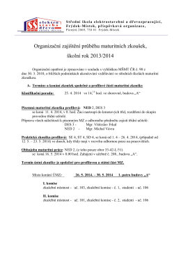 Organizační zajištění průběhu maturitních zkoušek