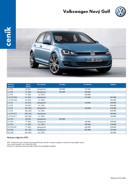 ceník VW Golf pro Českou republiku