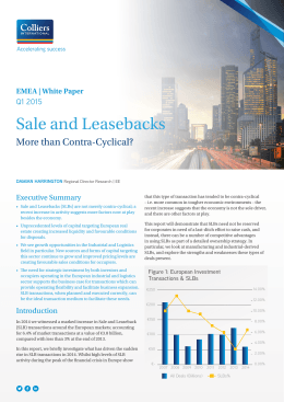 Sale and Leasebacks - Colliers International