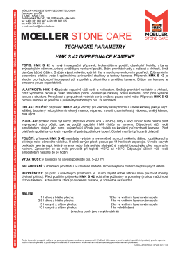 TECHNICKÉ PARAMETRY HMK S 42 IMPREGNACE KAMENE