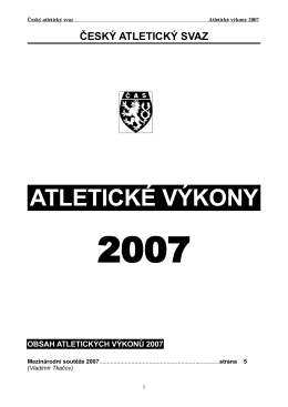 Atletické výkony 2007 - Brněnský atletický klub