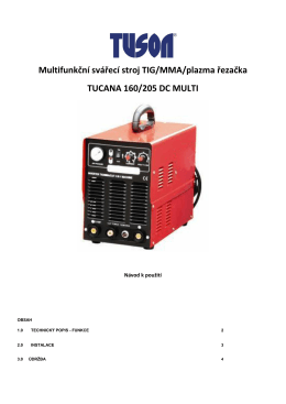 Multifunkční svářecí stroj TIG/MMA/plazma řezačka TUCANA 160