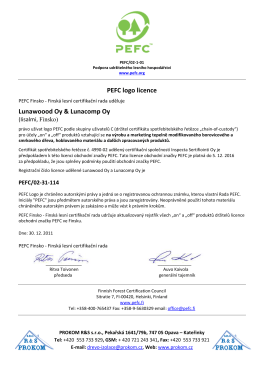 Certifikát PEFC - PROKOM R&S sro
