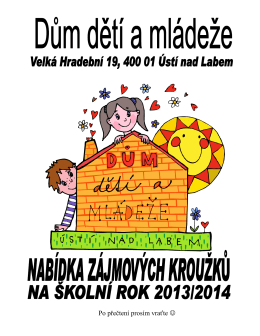 Nabídka zájmových kroužků - Dům dětí a mládeže Ústí nad Labem
