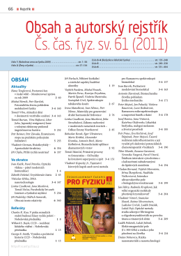 Obsah a autorský rejstřík Čs. čas. fyz. sv. 61 (2011)