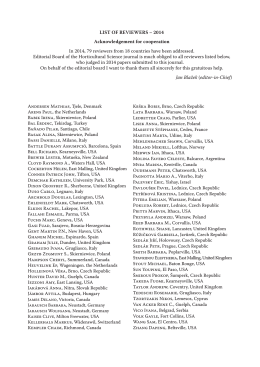 LIST OF REVIEWERS – 2014 Acknowledgement for cooperation In