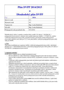 Plán DVPP 2014/2015 a Dlouhodobý plán DVPP