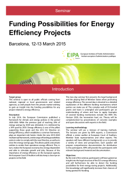 Funding Possibilities for Energy Efficiency Projects