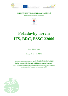 Požadavky norem IFS, BRC, FSSC 22000