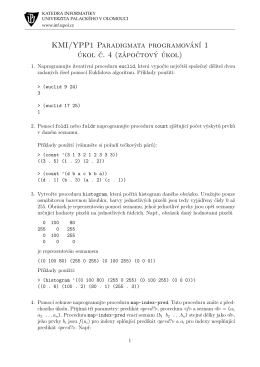 zápočtové úkoly - KMI/YPP1 Paradigmata programování 1