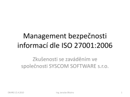 Management bezpečnosti informací dle ISO