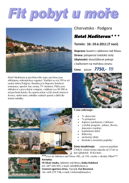 Chorvatsko - Podgora Hotel Mediteran***