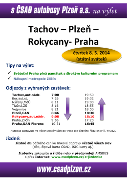 leták výlet Tachov-Praha 2014