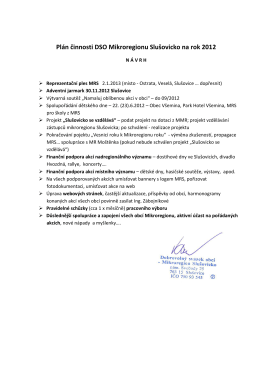 Plán činnosti DSO Mikroregionu Slušovicko na rok 2012