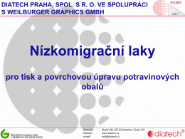 Nízkomigrační laky - Diatech Praha, spol. s ro