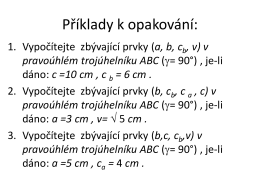 Příklady k opakování: