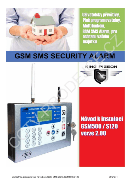 Montážní a programovací návod pro GSM SMS alarm
