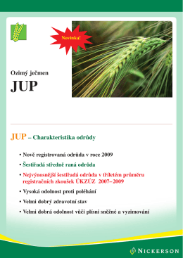 Ozimý ječmen JUP – Charakteristika odrůdy
