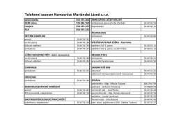 Telefonní seznam Nemocnice Mariánské Lázně s.r.o.