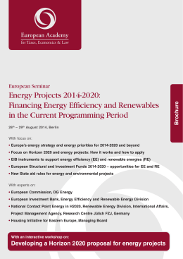 Energy Projects 2014-2020: Financing Energy Efficiency and
