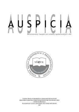 Recenzovaný časopis pro otázky společenských věd Auspicia 2007/1