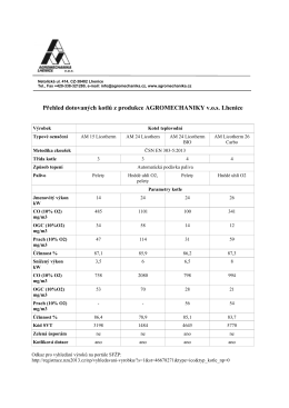 Přehled dotovaných kotlů z produkce AGROMECHANIKY vos Lhenice