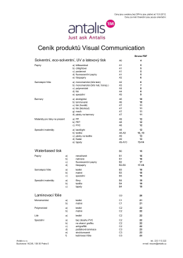 Ceník produktů Visual Communication