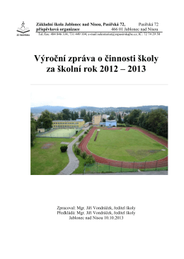 Výroční zpráva o činnosti školy za školní rok 2012/2013