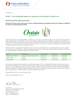 Oralair® - první sublingvální tableta pro alergenovou