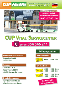 CUP VITAL-SERVICECENTER (+420)354 546 211