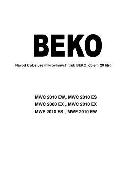 BEKO MWC 2010 EX Microwave User Guide Manual