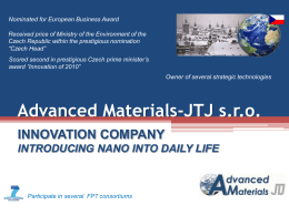 Advanced Materials-JTJ s.r.o.—INNOVATION COMPANY