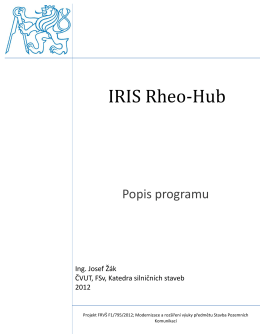 Popis programu IRIS Rheo Hub