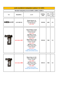 ceník montážních katalyzátorů platný k 13.1.2014