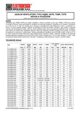 axiální ventilátory typu hxbr, hxtr, txbr, txtr návod k používání