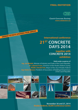 21ST CONCRETE DAYS 2014 - Česká betonářská společnost ČSSI