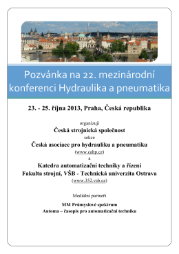 Pozvánka na 22. mezinárodní konferenci Hydraulika a pneumatika