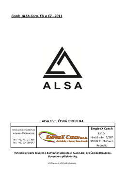 Ceník ALSA Corp. EU a CZ - 2011