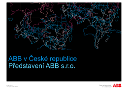 ABB v České republice Představení ABB s.r.o.
