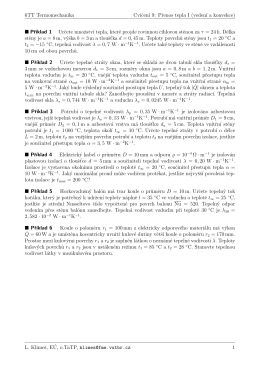 6TT Termomechanika Cvicenı 9: Prenos tepla I (vedenı a konvekce