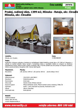 Prodej, rodinný dům, 1399 m2, Hlinsko - Rataje, okr