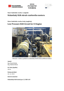 Nízkotlaký EGR okruh vznětového motoru Low Pressure EGR Circuit