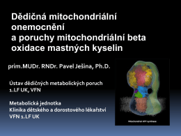 Mitochondriální DNA - Ústav dědičných metabolických poruch