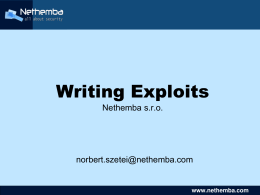 Writing Exploits - Security Session