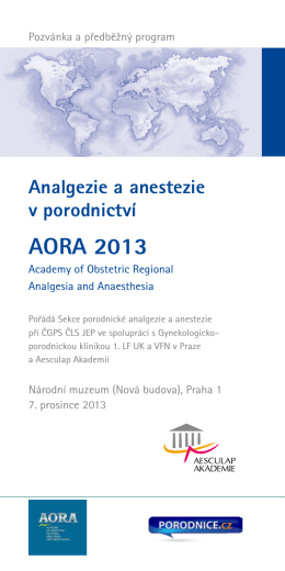 Analgezie a anestezie v porodnictví AORA 2013