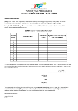 2016 Turnuva Talep Formu - Türkiye Tenis Federasyonu
