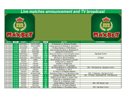 Live matches announcement and TV broadcast