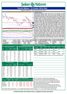 Teknik Bülten 22 Aralık 2015 Salı