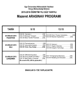 2015-2016 Öğretim Yılı Güz yarıyılı mazeret sınav programı ilan
